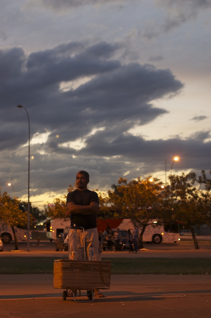 Drink vendor in Brasilia at dusk